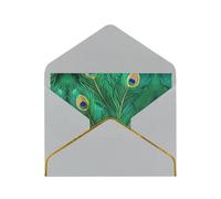 HVMUNG Green Peacock Feather Print Christmas Greeting Card for Christmas, Birthdays, Anniversaries and Special Occasions