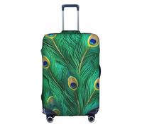Hvmung Green Peacock Feather Print Luggage Cover for Suitcases Elastic Travel Bag Luggage Bag Stylish Design, white, S, Fashion