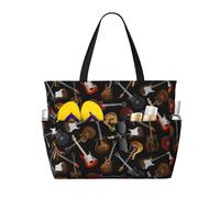 HVMUNG Guitars Print Roomy Beach Tote Bag For Women, Large Travel Bag For Weekend Travel,Pool