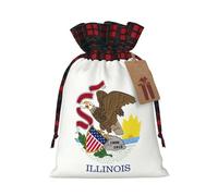 HVMUNG Illinois State Flag Print Reusable Gift Bags, Christmas Gift Bags for Thanksgiving Party