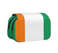 HVMUNG Ivory Coast Flag Print Pen Case 2 Layer Zipper Pockets and Patch Pocket for Daily Use and Travel