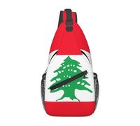 HVMUNG Lebanon Flag Print Crossbody Shoulder Bag Adjustable Lightweight Backpack for Travel Cycling Black One Size