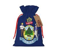 HVMUNG Maine State Flag Print Reusable Bags for Christmas, Thanksgiving Parties