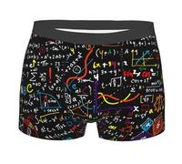 HVMUNG Men's Boxer Briefs Math Formula Print Comfortable Stretch Breathable Polyester Underwear for Men, Black/White, M