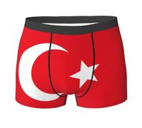 HVMUNG Men's Boxer Shorts, Breathable, Turkish Flag Print, Lightweight, Elastic Waistbands, Soft And Comfortable, blackone, M