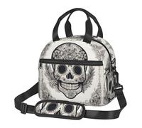 HVMUNG Mexican Skull Print Lunch Box Reusable Lunch Box with Adjustable Shoulder Strap