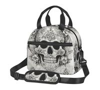 HVMUNG Mexican Skull Print Lunch Box Reusable Lunch Box with Adjustable Shoulder Strap