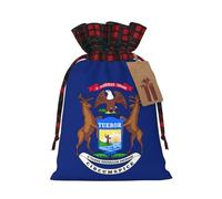 HVMUNG Michigan State Flag Print Reusable Gift Bags, Christmas Gift Bags for Thanksgiving Party