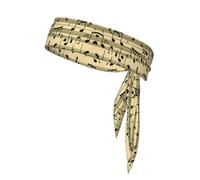HVMUNG Musical Notes Print Sport Head Ties Back Bandanas Workout Hair Band Athletic Sweatbands Tennis Running, MC700