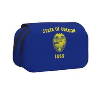 HVMUNG Oregon State Flag 2 Layer Pen Case with Zipper Pockets and Patch Pocket for Daily Use and Travel
