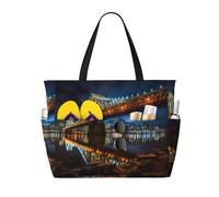 HVMUNG Portland At Night Spacious Beach Bag for Women, Large Travel Bag for Weekend Trips, Pool