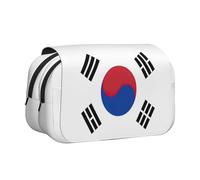 HVMUNG Republic of Korea Flag Print Pencil Case, Zipper Pockets and Patch Pocket, for Daily Use and Travel