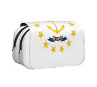 HVMUNG Rhode Island State Flag 2 Layer Pen Case with Zipper Pockets and Patch Pocket for Daily Use and Travel