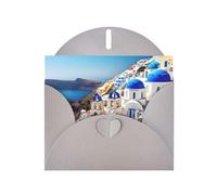 HVMUNG Santorini Greek Island Sea View Print Greeting Cards, Thank You Cards with Envelopes for All Occasions
