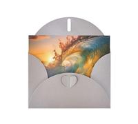 HVMUNG Seaside Grand Waves Half Fold Tide Print Greeting Cards, Thank You Cards with Envelopes for All Occasions