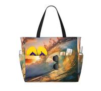 HVMUNG Seaside Grand Waves Tide Print Spacious Beach Bag for Women, Large Travel Bag for Weekend Trips, Pool