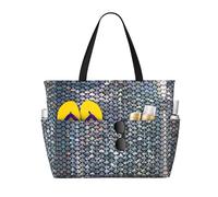 HVMUNG Silver Fish Scale Print Spacious Beach Bag for Women Large Travel Bag for Weekend Travel Pool