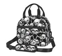 HVMUNG Skull Background Print Lunch Bag,Insulated Reusable Lunch Box with Adjustable Shoulder Strap