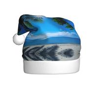 HVMUNG Tropical Sunny Beach Print Unisex Classic Christmas Hats For Christmas,New Year Festive, Holiday Party Supplies