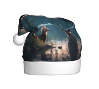 HVMUNG Unisex Classic Bear Print Christmas Hats for Christmas, New Year, Holiday Party Supplies