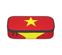 HVMUNG Vietnamese Flag Print Large Capacity Multifunctional Pencil Case Easy Storage Bag