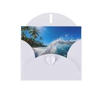 HVMUNG Water Rush To Tropical Beach 3 Print Greeting Card Half Folded Thank You Cards With Envelopes For All Occasions