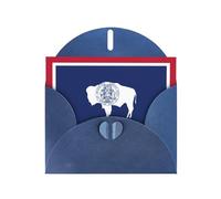 HVMUNG Wyoming State Flag Print Greeting Cards Half Fold Thank You Note Cards With Envelopes For All Occasion