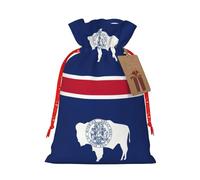 HVMUNG Wyoming State Flag Print Reusable Drawstring Bags Christmas Thanksgiving Party Bags