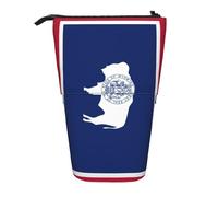 HVMUNG Wyoming State Flag Print Standing Organizer Pencil Case with Zipper, Adult Organizer Case
