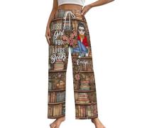 Hvnywmmg Just A Girl Who Loves Books Pyjamas Bottoms Personalized Book Lovers Gifts for Women Girls Reader Librarian Bookworm Lounge Trousers Sleep Pants