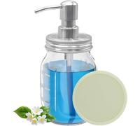 HvOvMvE Mason Jar Soap Dispenser with Rustproof Pump Lid - 16oz Farmhouse Foaming Lotion Dispenser, Stainless Steel & Glass, Perfect for Bathroom or Kitchen - no liquid (Silver)