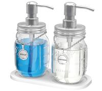 HvOvMvE Mason Jar Soap Dispensers with Rustproof Stainless Steel Lid and Pump, Perfect for Bathroom or Kitchen (1, Silver)