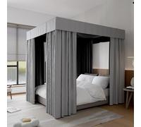 Hvqic Grey Canopy Bed Curtains - Queen Bedroom Canopy for Adults & Girls