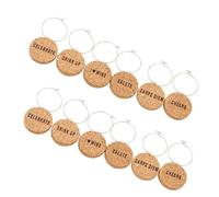HVRFJXI 12Pieces Cork Wine Glass Charm For Cocktail Champagnes Tasting Party Supplies Goblet Drink Marker Label With Buckle Charm