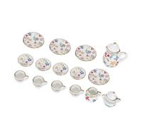 HVRFJXI 15pc Flower Pattern Minis Teapot Cup Plate Dollhouses Kitchen Accessories 1: 12 Miniature Porcelain Teacup Set