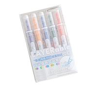 HVRFJXI 5 Pack Transportable Double End Highlighters Marking Pen with Ergonomic Design and Fluid Plastic Texture for Office Use Artist Marker