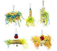 HVRFJXI 5 Piece Bird Toys Small Parrot Chewing Rattan Ball Toys Foraging Hanging Toy For Parakeets Love Birds Budgies Parrot Chew Toy