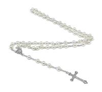 HVRFJXI Crosses Pendant Necklace for Men Women Gothic Accessories Neck Beaded Black/White Chain Collarbone Charm
