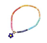 HVRFJXI Delicate Floral Beaded Necklace Handcrafted Glass Jewelry Light Design Excellent Present for Her