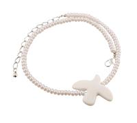 HVRFJXI Doves Necklace Beaded Pendant Earrings Women Accessories Suitable for Everyday Wear Peace Symbol Jewelry