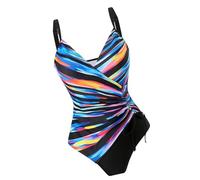 HVRFJXI Elastic Spandex Floral Print Conjoined Swimsuit with Slimming Effect Full Body Beachwear for Most Body Type Deely V Neck Bathing Suit