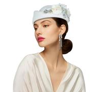 HVRFJXI Elegant Embroidered Berets Hat Classical British Adjustable Circumference 11 Stylish Colors for Daily Wear Premium with Floral Applique White
