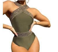 HVRFJXI Elegant Plain Color Swim Tankini with Back Crossing Design and Soft Lining Great for Water Sports and Sunbathing Women ' s Tankini