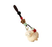 HVRFJXI Hand Carved Wooden Sheep Ornaments Miniature Lamb Animal Decoration For Home Car Keyring Gift Wooden Sheep Keyring For Car