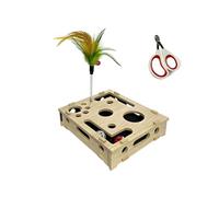 HVRFJXI Interactively Wooden Cats Scratch Toy with Fun Mazes for Nails Care Play Mental Enrichment Entertainment and Simple Cleaning Cats Scratch Puzzles Enrichment Box