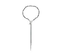 HVRFJXI Long Layering Chain Statement Necklace Featuring Heart Charm And Beaded Fringe Tassels Detail Modern Feminist Charm Drop Necklace