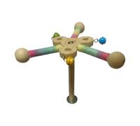 HVRFJXI Rotating Wooden Windmill Perch Toy With Bells For Parakeets Budgies Cage Exercise & Mental Decor Bird Enrichment Windmill