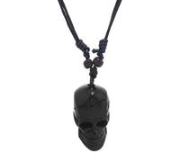 HVRFJXI Skull Pendant Necklace Vintage Resin Punk Sweater Chain Halloween Accessories Adjustable Wax Cord Skeleton