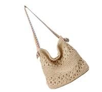 HVRFJXI Stylish Straw Bag for Beach Vacation and City Commute Lightweight Practical Shoulder Bags with Large Capacity