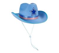 HVRFJXI Stylish Western Theme Hat with Five Point Star Designs for Independence Days Beach Vacation and Casual Outfit Western Hat Blue